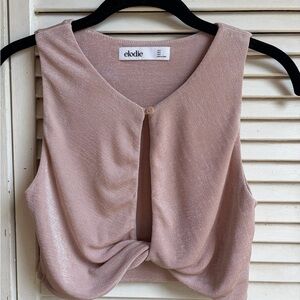 Elodie Shimmered Champagne Front Knot Top